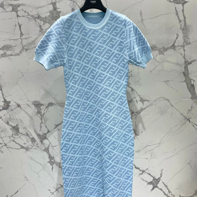 FEND 25S JACQUARD KNIT SHORT SLEEVE DRESS 264234