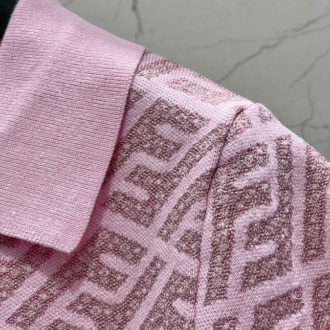 FEND 25S SHORT SLEEVE JACQUARD KNIT LAPEL 264238