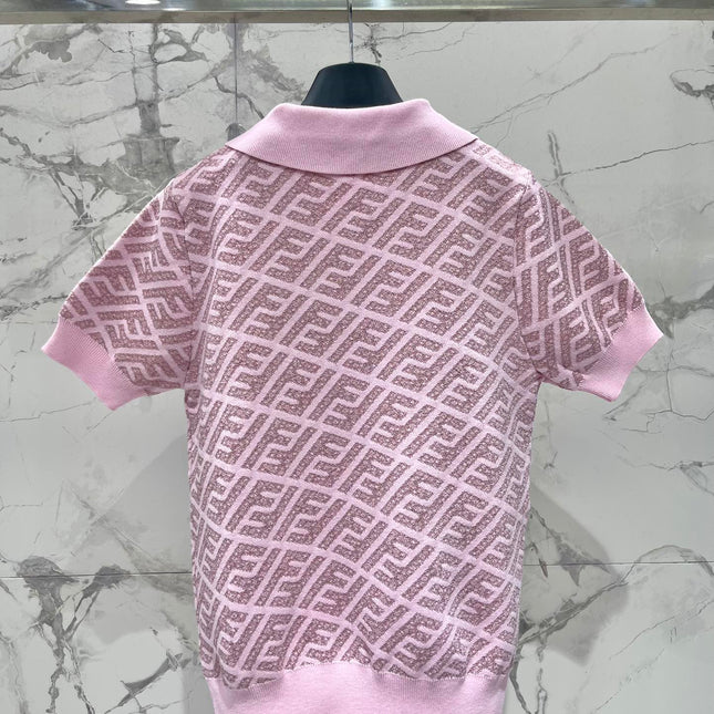 FEND 25S SHORT SLEEVE JACQUARD KNIT LAPEL 264238