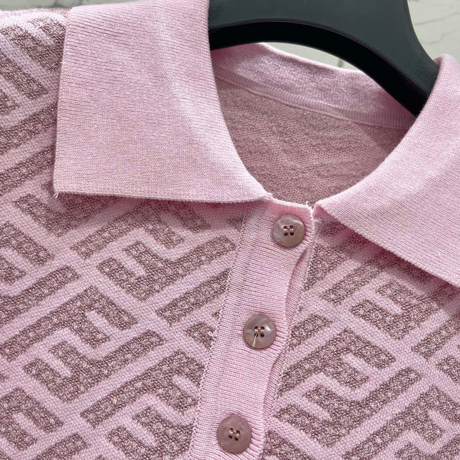 FEND 25S SHORT SLEEVE JACQUARD KNIT LAPEL 264238