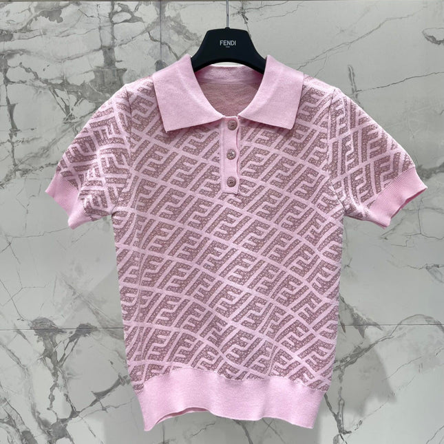 FEND 25S SHORT SLEEVE JACQUARD KNIT LAPEL 264238