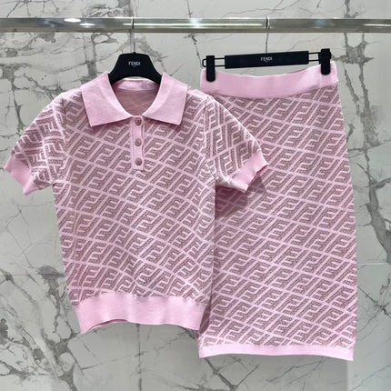 FEND 25S SHORT SLEEVE JACQUARD KNIT LAPEL 264238