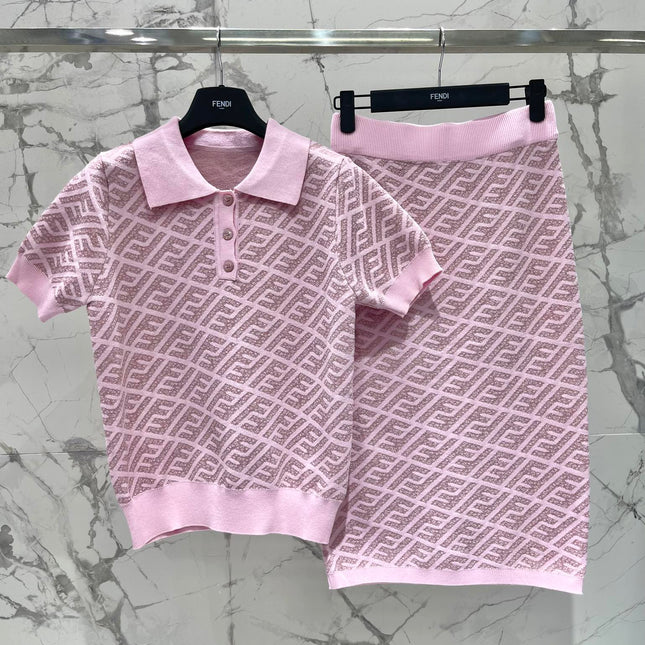 FEND 25S SHORT SLEEVE JACQUARD KNIT LAPEL 264238