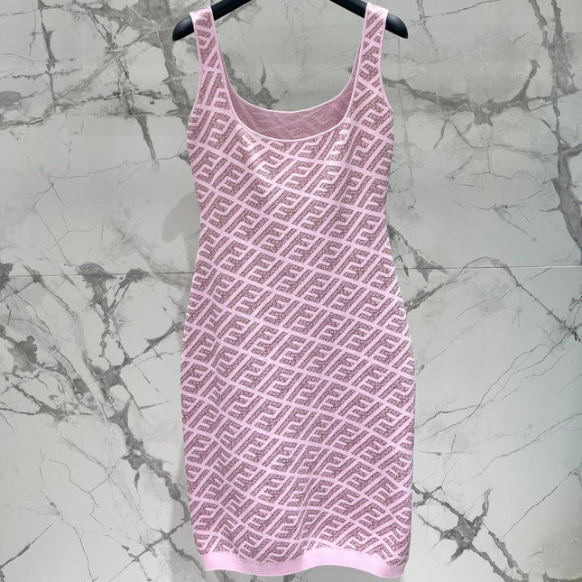 FEND 25S JACQUARD KNITTED VEST DRESS 264239