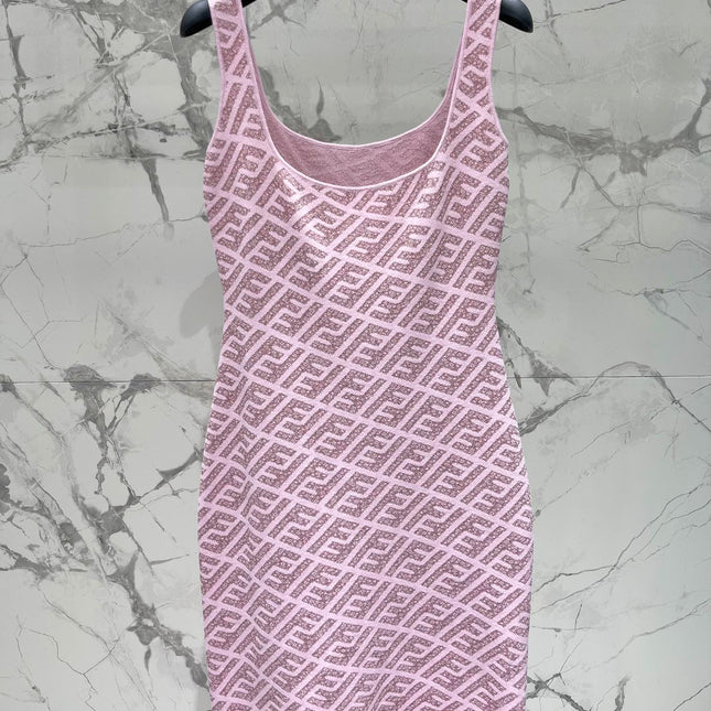 FEND 25S JACQUARD KNITTED VEST DRESS 264239