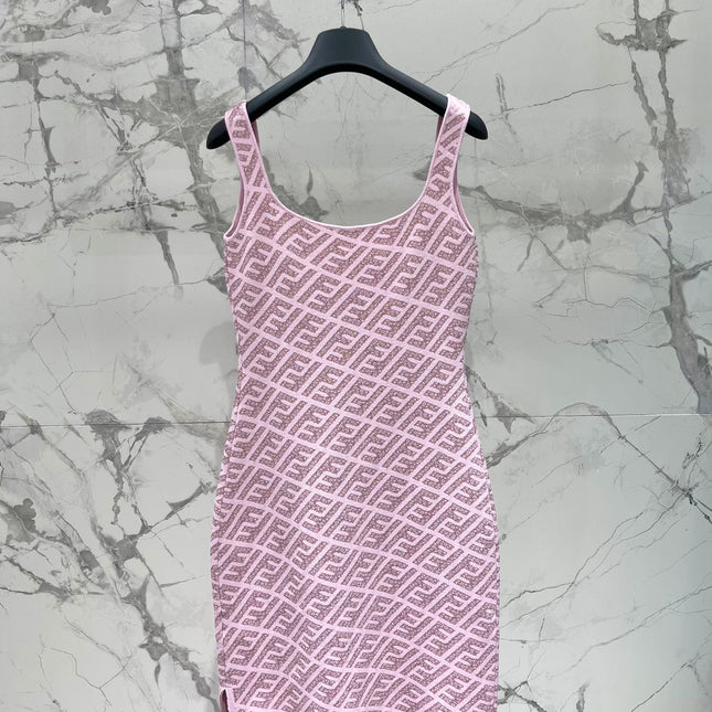 FEND 25S JACQUARD KNITTED VEST DRESS 264239