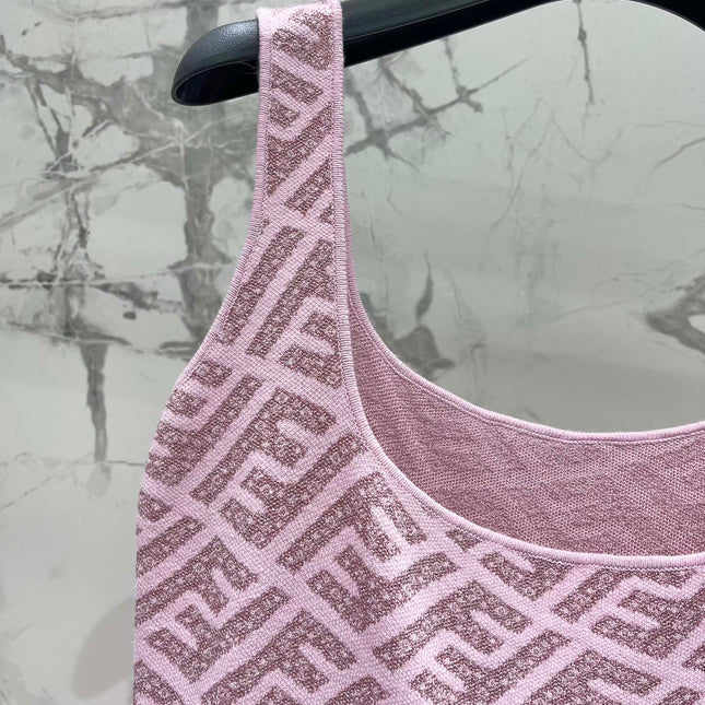 FEND 25S JACQUARD KNITTED VEST DRESS 264239