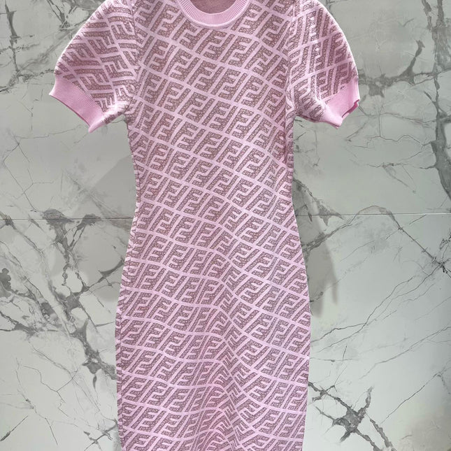FEND 25S JACQUARD KNIT SHORT SLEEVE DRESS 264240