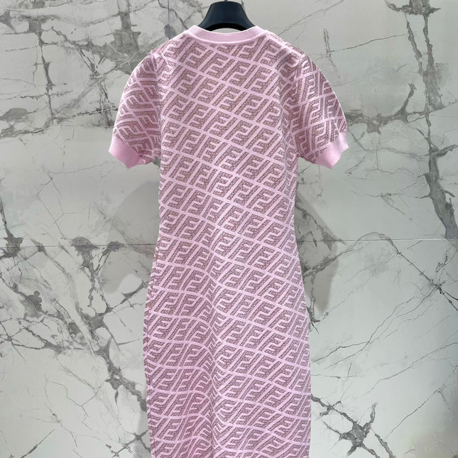 FEND 25S JACQUARD KNIT SHORT SLEEVE DRESS 264240