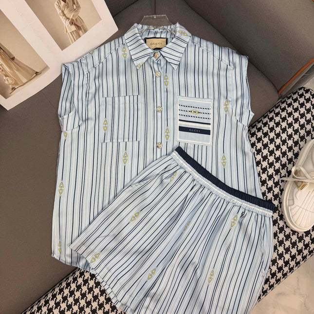 GUCC SHIRT JACKET AND SHORTS SET 25S IN ACETATE 266681