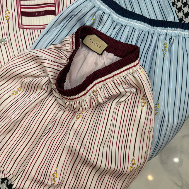 GUCC SHIRT JACKET AND SHORTS SET 25S IN ACETATE 266681