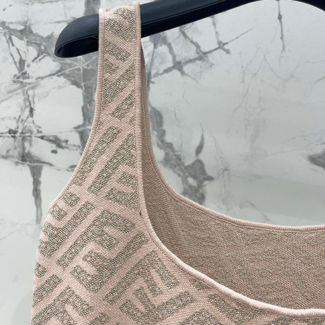 FEND 25S JACQUARD KNITTED VEST DRESS 264019