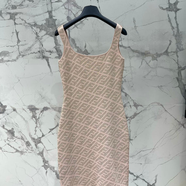 FEND 25S JACQUARD KNITTED VEST DRESS 264019