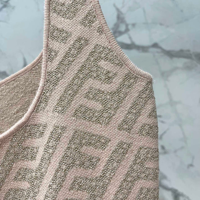 FEND 25S JACQUARD KNITTED VEST DRESS 264019