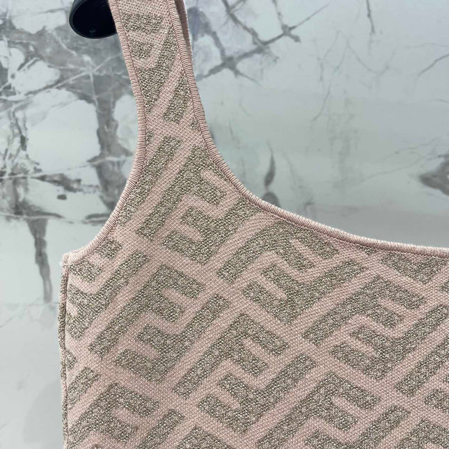 FEND 25S JACQUARD KNITTED VEST DRESS 264019