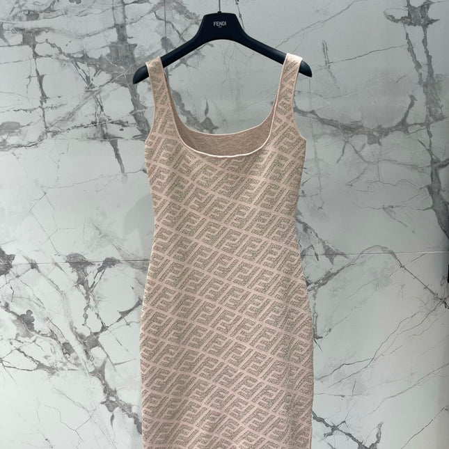 FEND 25S JACQUARD KNITTED VEST DRESS 264019