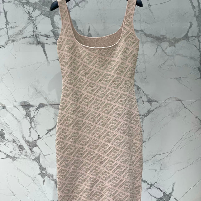 FEND 25S JACQUARD KNITTED VEST DRESS 264019