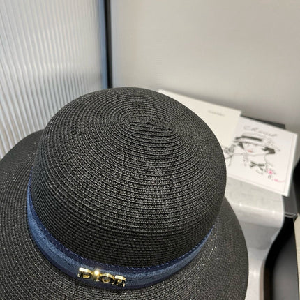 HAT IN BLACK RAFFIA MIX DENIM 653574