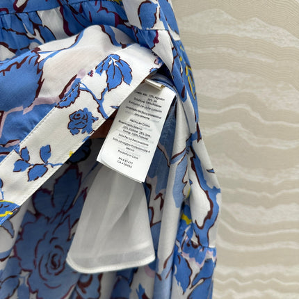 DVF PREMIUM BLUE FLORAL SILK DRESS