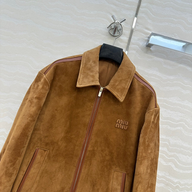 MIUMIU CLASSIC BROWN SUEDE JACKET 276214