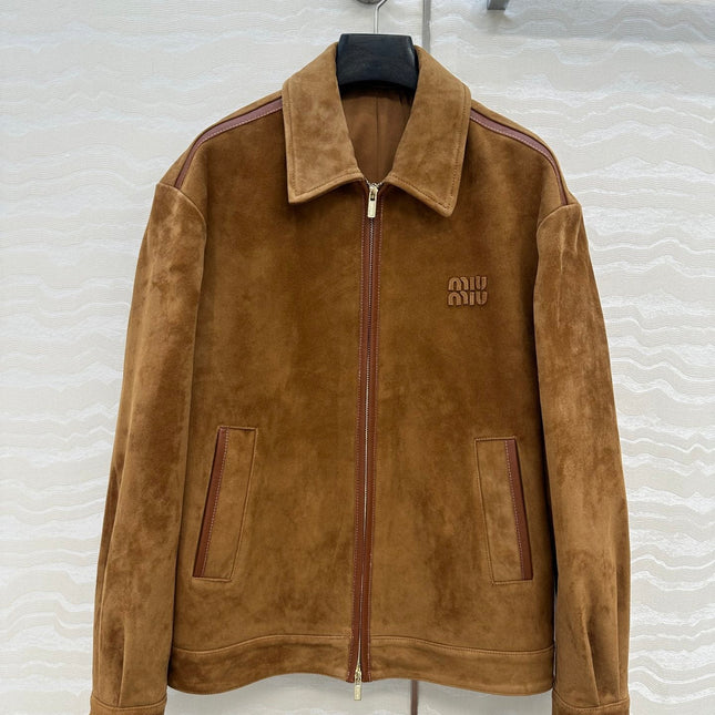 MIUMIU CLASSIC BROWN SUEDE JACKET 276214