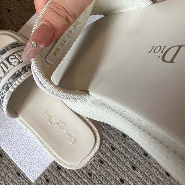 CD DWAY SLIDES WHITE RUBBER TOILE DE JOUY EMBROIDERY