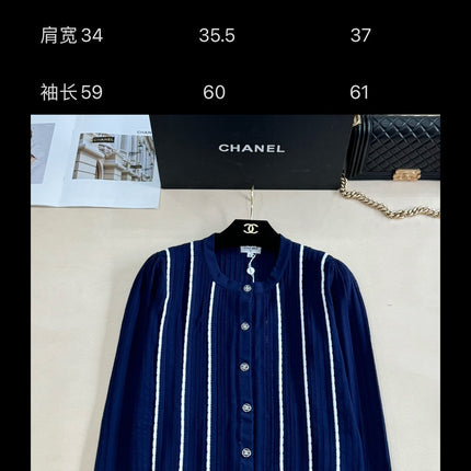 CC 25 Cardigan In Navy Blue Wool