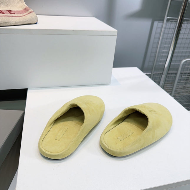 BALENCIAGA 25S MULES IN LIGHT YELLOW SUEDE
