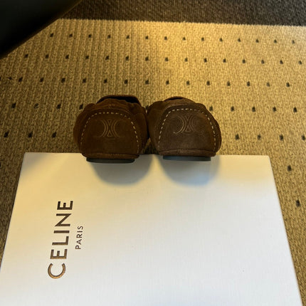 CELINE 25S LOAFERS FLAT IN DARK BROWN SUEDE