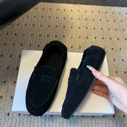 CELINE 25S LOAFERS FLAT IN BLACK SUEDE