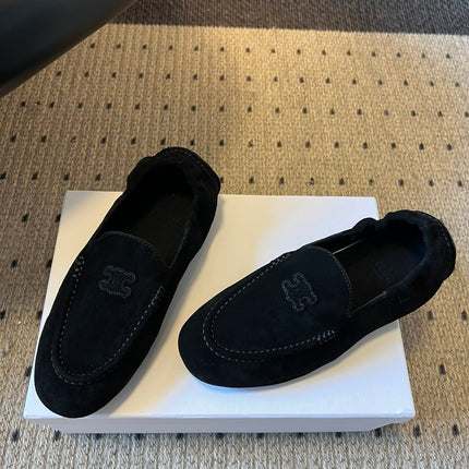CELINE 25S LOAFERS FLAT IN BLACK SUEDE