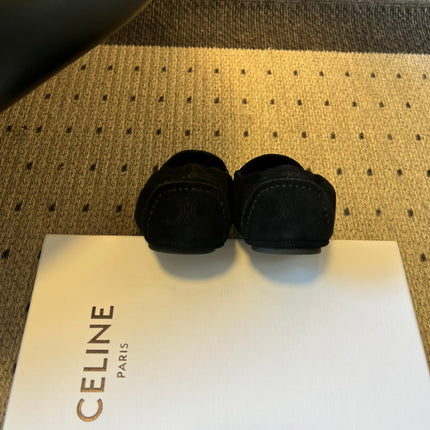 CELINE 25S LOAFERS FLAT IN BLACK SUEDE