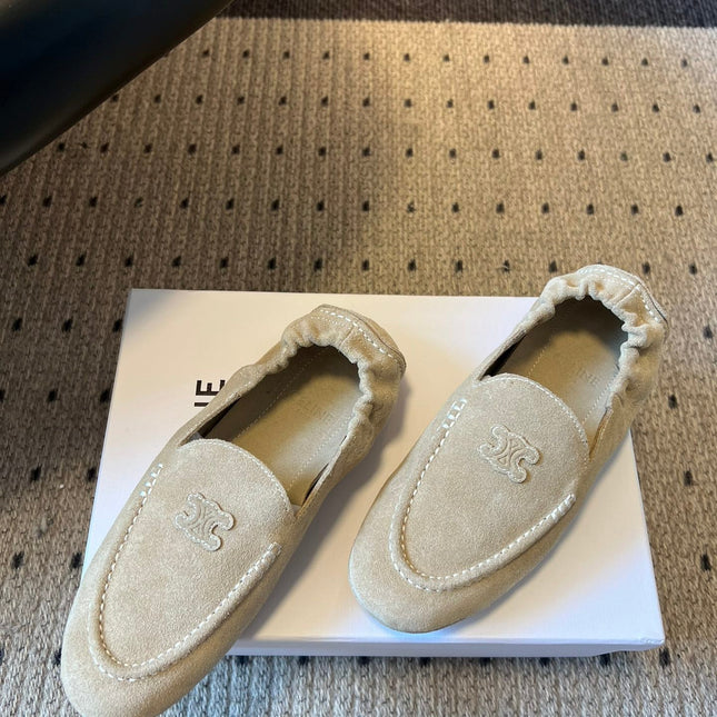CELINE 25S LOAFERS FLAT IN LIGHT BROWN SUEDE