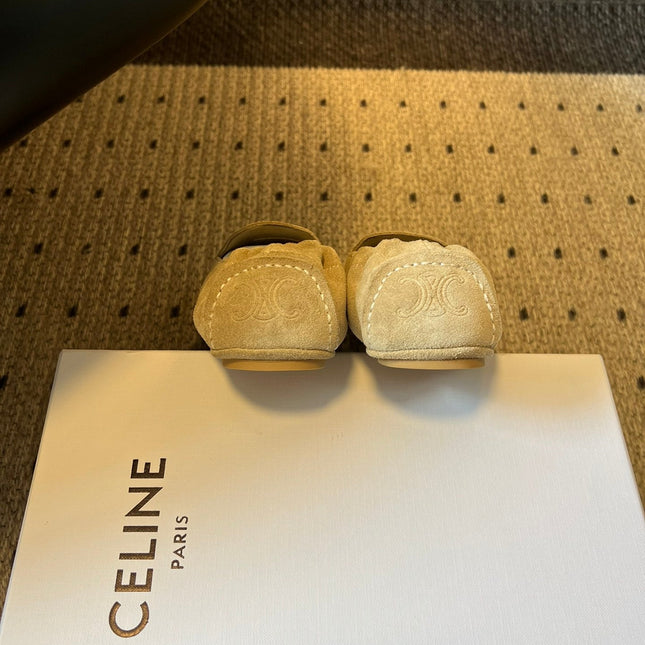 CELINE 25S LOAFERS FLAT IN LIGHT BROWN SUEDE