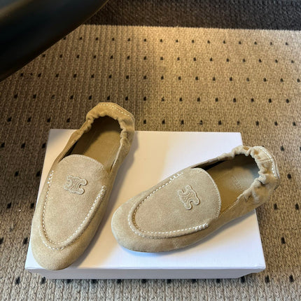 CELINE 25S LOAFERS FLAT IN LIGHT BROWN SUEDE