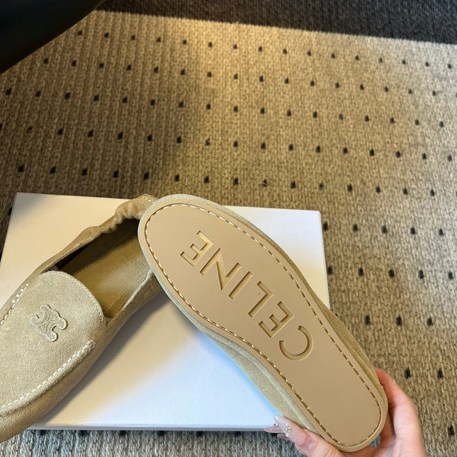 CELINE 25S LOAFERS FLAT IN LIGHT BROWN SUEDE