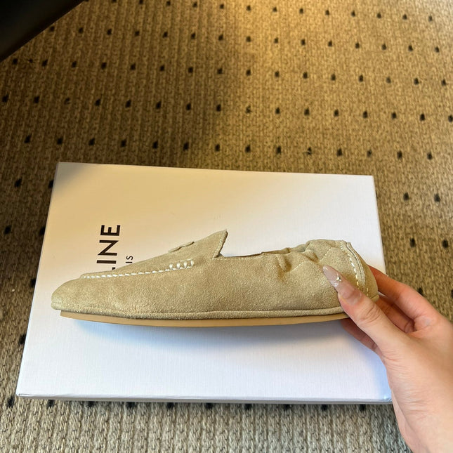 CELINE 25S LOAFERS FLAT IN LIGHT BROWN SUEDE