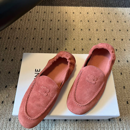 CELINE 25S LOAFERS FLAT IN PINK SUEDE