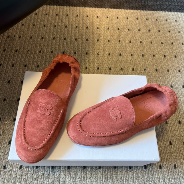 CELINE 25S LOAFERS FLAT IN PINK SUEDE