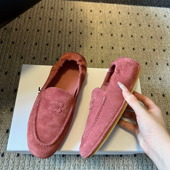 CELINE 25S LOAFERS FLAT IN PINK SUEDE
