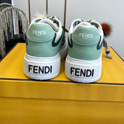 FENDI 25S SNEAKERS 50 MM IN SOFT SAGE GREEN SYNTHETIC LEATHER WITH CHARM