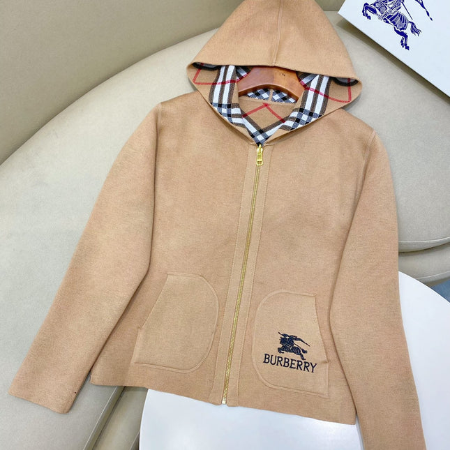 BURBERRY 25S REVERSIBLE PLAID KNIT HOODIE 0003