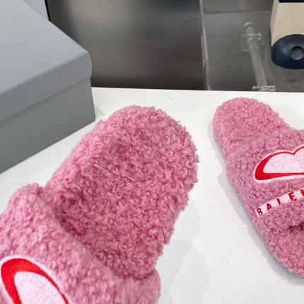 BALENCIAGA 25S FLAT SLIPPERS IN PINK MIX RED WOOL