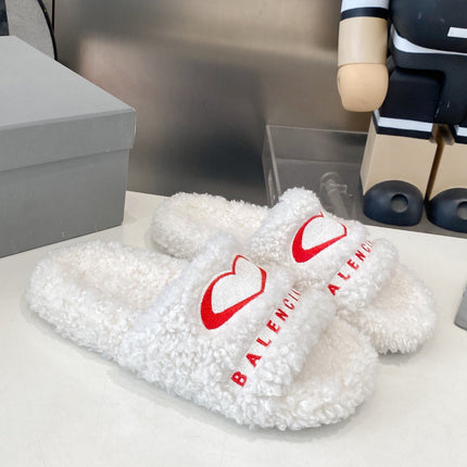 BALENCIAGA 25S FLAT SLIPPERS IN WHITE WOOL