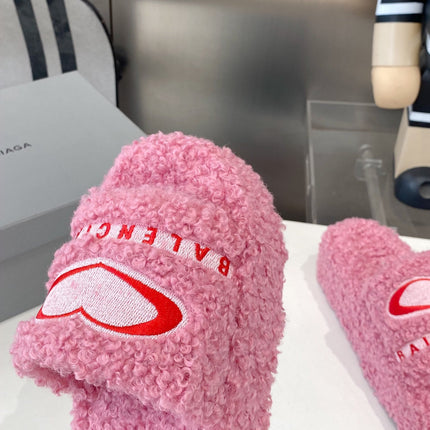 BALENCIAGA 25S SLIPPERS IN PINK MIX RED WOOL