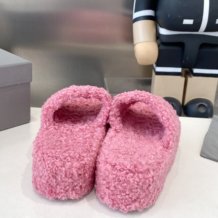 BALENCIAGA 25S SLIPPERS IN PINK MIX RED WOOL