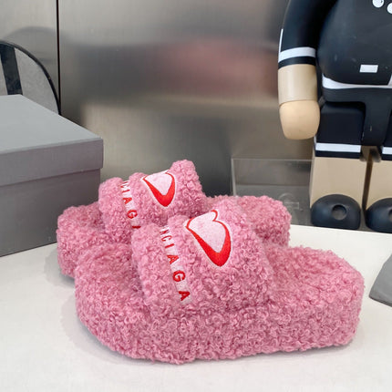 BALENCIAGA 25S SLIPPERS IN PINK MIX RED WOOL