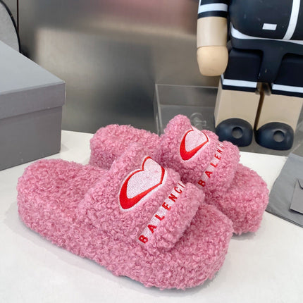 BALENCIAGA 25S SLIPPERS IN PINK MIX RED WOOL