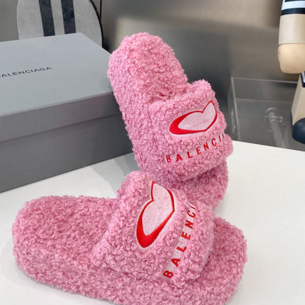 BALENCIAGA 25S SLIPPERS IN PINK MIX RED WOOL