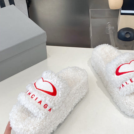 BALENCIAGA 25S SLIPPERS IN WHITE WOOL